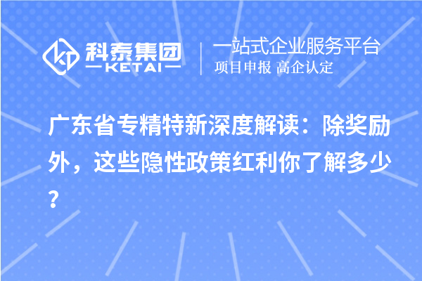 廣東省專精特新深度解讀：除獎勵外，這些隱性政策紅利你了解多少？