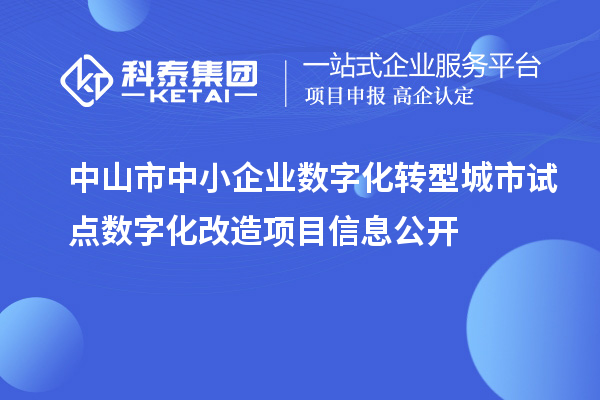 中山市中小企業(yè)數(shù)字化轉(zhuǎn)型城市試點(diǎn)數(shù)字化改造項(xiàng)目信息公開