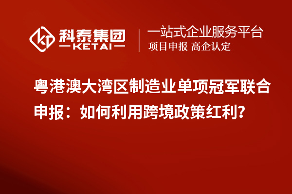 粵港澳大灣區(qū)制造業(yè)單項(xiàng)冠軍聯(lián)合申報(bào)：如何利用跨境政策紅利？