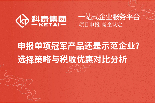 申報單項冠軍產(chǎn)品還是示范企業(yè)？選擇策略與稅收優(yōu)惠對比分析
