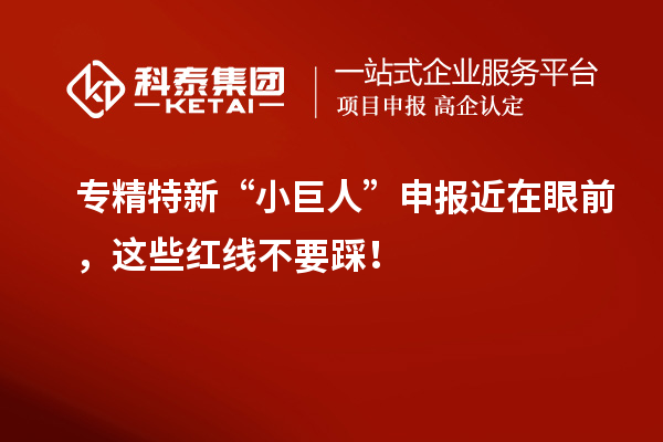 專精特新“小巨人”申報(bào)近在眼前，這些紅線不要踩！