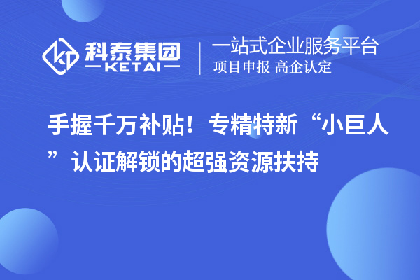 手握千萬補(bǔ)貼！專精特新“小巨人”認(rèn)證解鎖的超強(qiáng)資源扶持