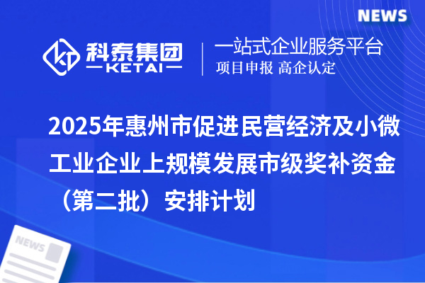 2025年惠州市促進(jìn)民營(yíng)經(jīng)濟(jì)及小微工業(yè)企業(yè)上規(guī)模發(fā)展市級(jí)獎(jiǎng)補(bǔ)資金（第二批）安排計(jì)劃