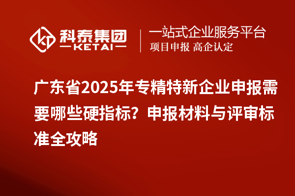 廣東省2025年專精特新企業(yè)申報(bào)需要哪些硬指標(biāo)？申報(bào)材料與評(píng)審標(biāo)準(zhǔn)全攻略