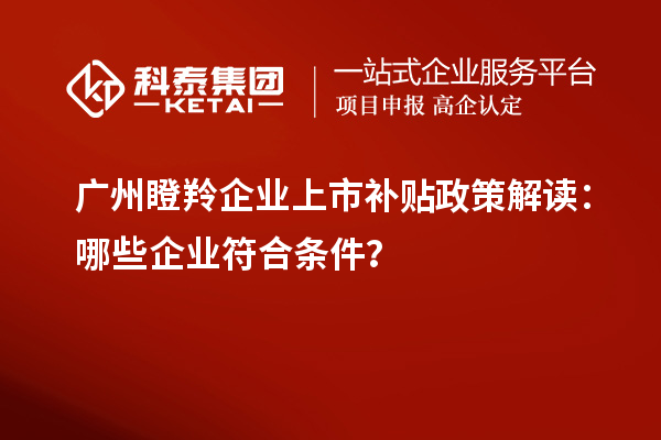 廣州瞪羚企業(yè)上市補(bǔ)貼政策解讀：哪些企業(yè)符合條件？