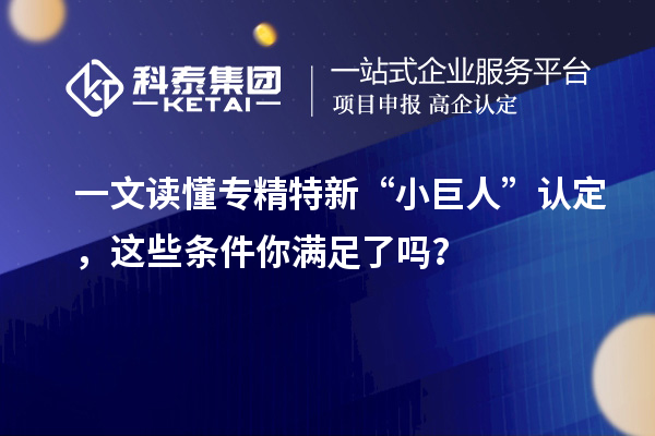 一文讀懂專精特新“小巨人”認(rèn)定，這些條件你滿足了嗎？