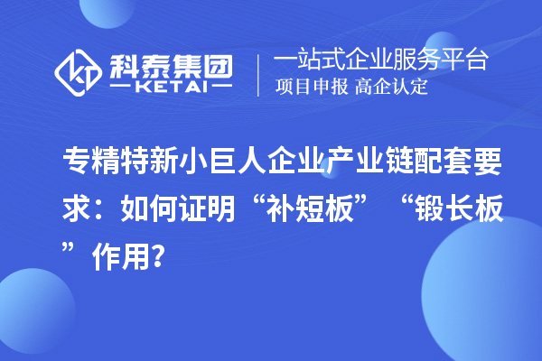 專精特新小巨人企業(yè)產(chǎn)業(yè)鏈配套要求：如何證明“補(bǔ)短板”“鍛長板”作用？