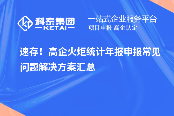 速存！高企火炬統(tǒng)計年報申報常見問題解決方案匯總