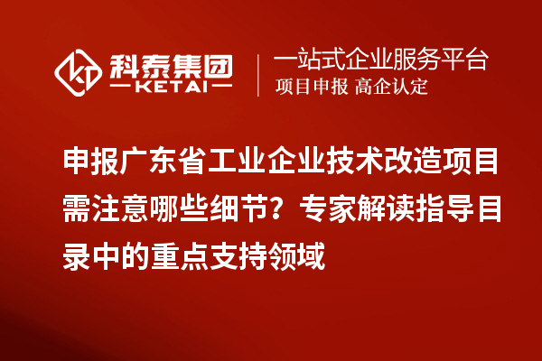 申報(bào)廣東省工業(yè)企業(yè)技術(shù)改造項(xiàng)目需注意哪些細(xì)節(jié)？專家解讀指導(dǎo)目錄中的重點(diǎn)支持領(lǐng)域