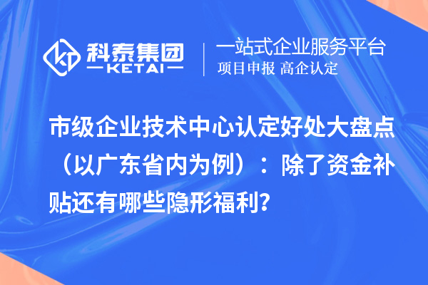 市級企業(yè)技術中心認定好處大盤點（以廣東省內(nèi)為例）：除了資金補貼還有哪些隱形福利？