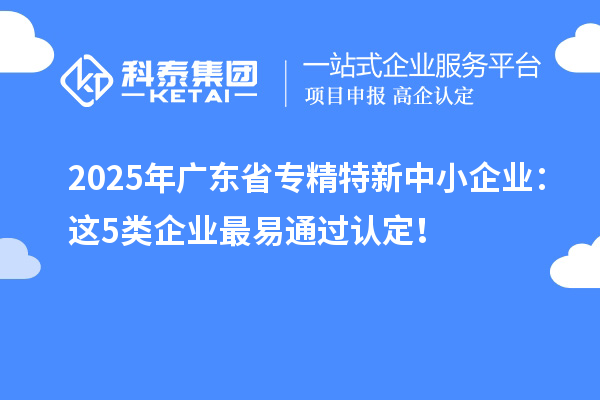 2025年廣東省專精特新中小企業(yè)：這5類企業(yè)最易通過認(rèn)定！