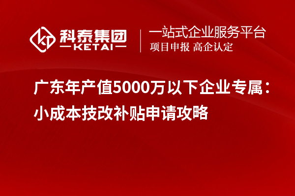 廣東年產(chǎn)值5000萬以下企業(yè)專屬：小成本技改補(bǔ)貼申請(qǐng)攻略