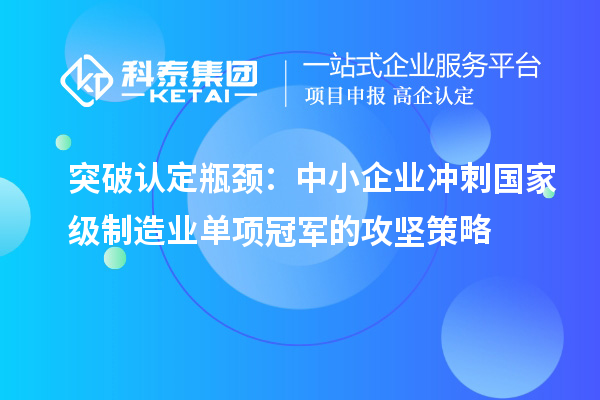 突破認(rèn)定瓶頸：中小企業(yè)沖刺國家級制造業(yè)單項冠軍的攻堅策略