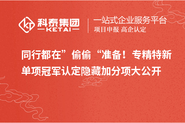 同行都在” 偷偷 “準(zhǔn)備！專精特新單項冠軍認(rèn)定隱藏加分項大公開