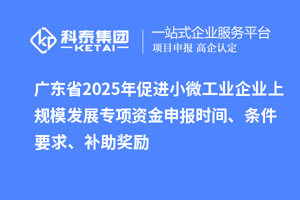 廣東省2025年促進(jìn)小微工業(yè)企業(yè)上規(guī)模發(fā)展專項資金申報時間、條件要求、補(bǔ)助獎勵