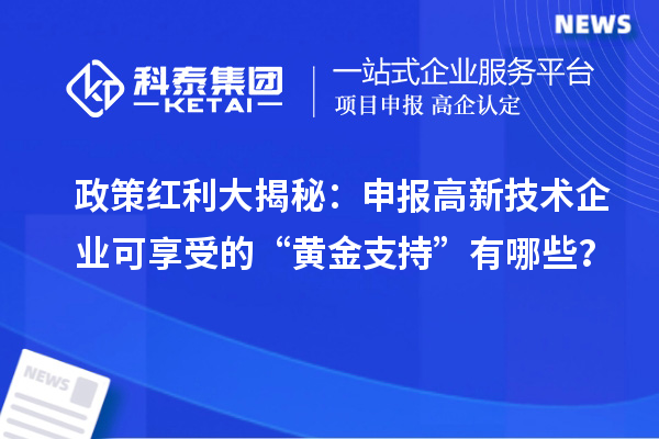 政策紅利大揭秘：申報高新技術(shù)企業(yè)可享受的“黃金支持”有哪些？