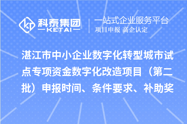 湛江市中小企業(yè)數(shù)字化轉(zhuǎn)型城市試點(diǎn)專項(xiàng)資金數(shù)字化改造項(xiàng)目（第二批）申報時間、條件要求、補(bǔ)助獎勵