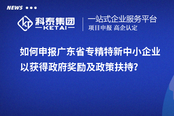 如何申報(bào)廣東省專精特新中小企業(yè)以獲得政府獎(jiǎng)勵(lì)及政策扶持？