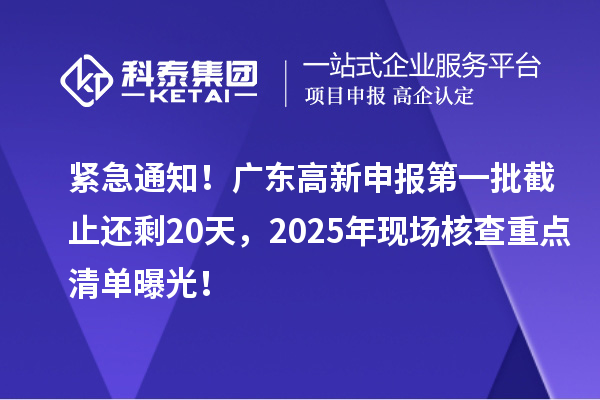 緊急通知！廣東高新申報(bào)第一批截止還剩20天，2025年現(xiàn)場(chǎng)核查重點(diǎn)清單曝光！
