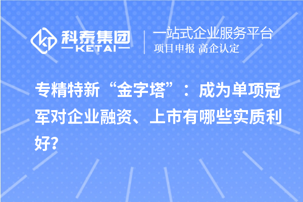 專精特新“金字塔”：成為單項冠軍對企業(yè)融資、上市有哪些實質(zhì)利好？