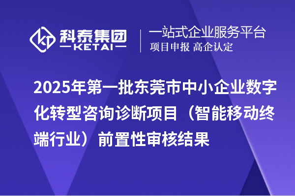 2025年第一批東莞市中小企業(yè)數字化轉型咨詢診斷項目（智能移動終端行業(yè)）前置性審核結果