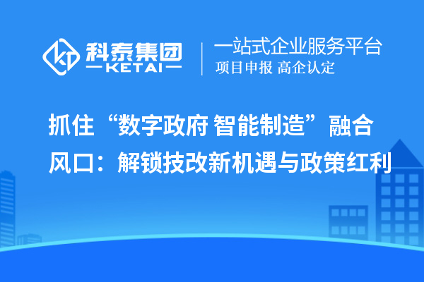 抓住“數(shù)字政府+智能制造”融合風口：解鎖技改新機遇與政策紅利