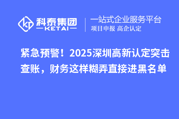 緊急預(yù)警！2025深圳高新認(rèn)定突擊查賬，財(cái)務(wù)這樣糊弄直接進(jìn)黑名單