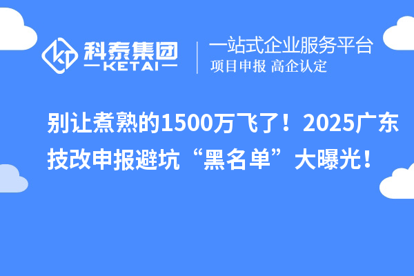 別讓煮熟的1500萬飛了！2025廣東技改申報避坑“黑名單”大曝光！