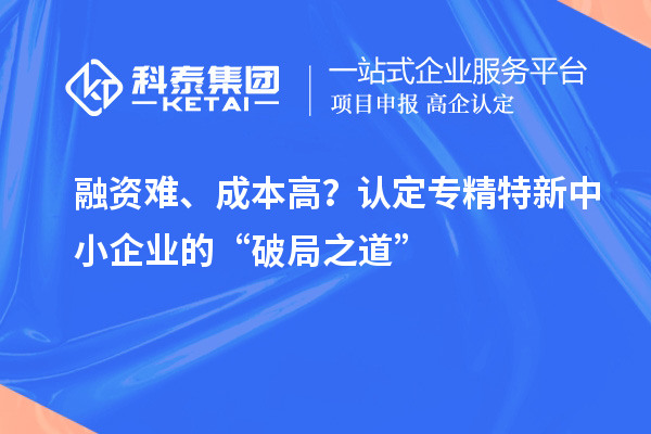 融資難、成本高？認(rèn)定專精特新中小企業(yè)的“破局之道”