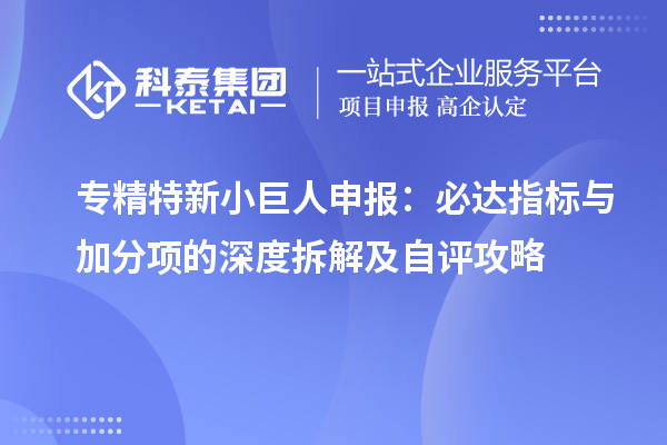 專精特新小巨人申報(bào)：必達(dá)指標(biāo)與加分項(xiàng)的深度拆解及自評(píng)攻略