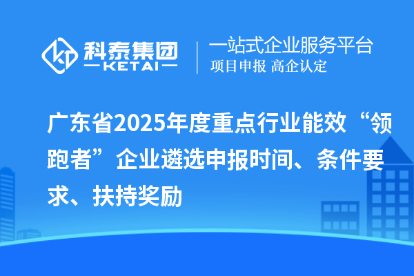 廣東省2025年度重點行業(yè)能效“領(lǐng)跑者”企業(yè)遴選申報時間、條件要求、扶持獎勵