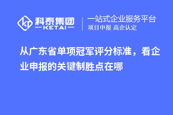 從廣東省單項冠軍評分標(biāo)準(zhǔn)，看企業(yè)申報的關(guān)鍵制勝點在哪
