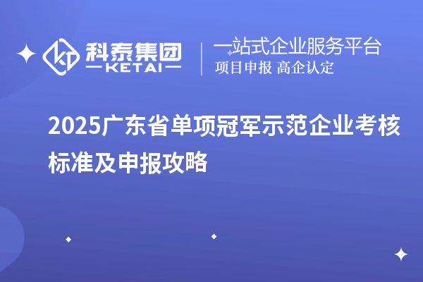 2025廣東省單項冠軍示范企業(yè)考核標(biāo)準(zhǔn)及申報攻略