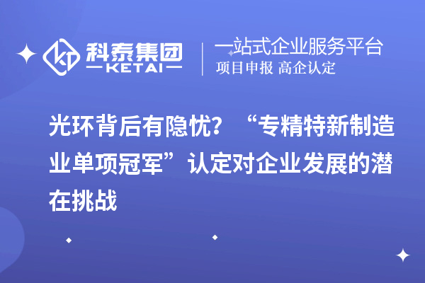 光環(huán)背后有隱憂？“專精特新制造業(yè)單項冠軍”認(rèn)定對企業(yè)發(fā)展的潛在挑戰(zhàn)