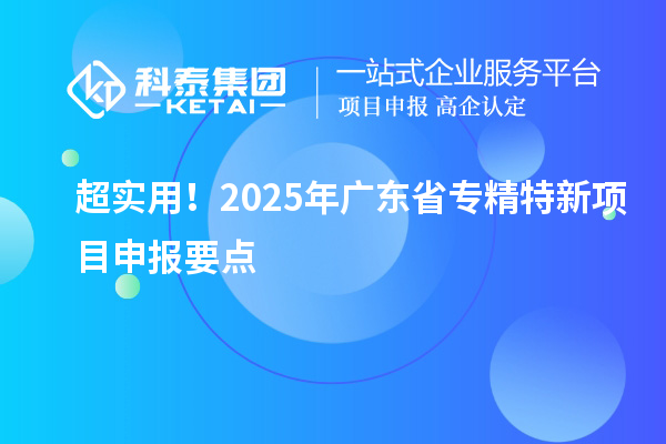 超實用！2025年廣東省專精特新項目申報要點
