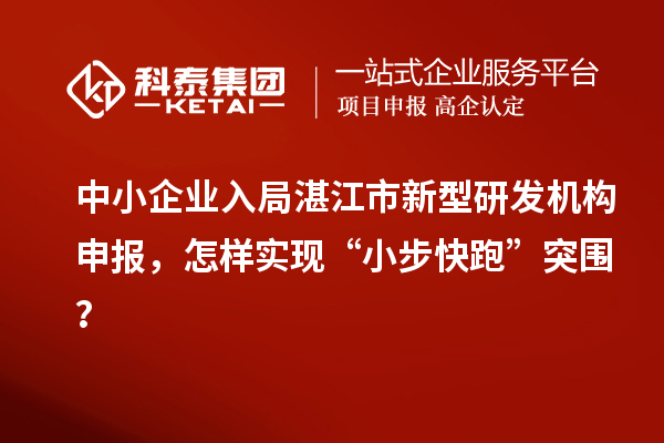 中小企業(yè)入局湛江市新型研發(fā)機(jī)構(gòu)申報，怎樣實現(xiàn)“小步快跑”突圍？
