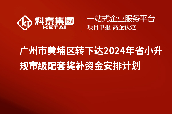 廣州市黃埔區(qū)轉(zhuǎn)下達2024年省小升規(guī)市級配套獎補資金安排計劃