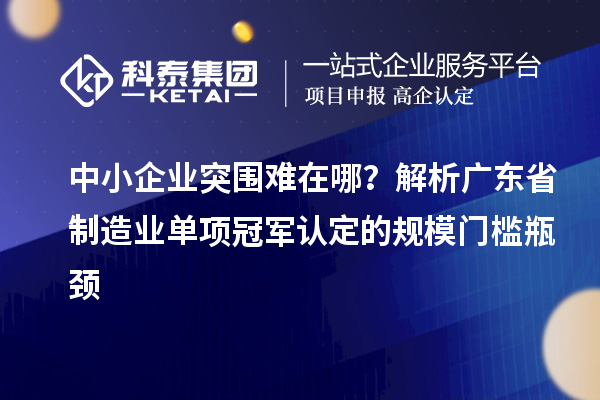 中小企業(yè)突圍難在哪？解析廣東省制造業(yè)單項冠軍認(rèn)定的規(guī)模門檻瓶頸