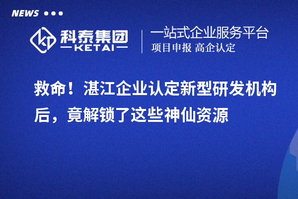 救命！湛江企業(yè)認(rèn)定新型研發(fā)機(jī)構(gòu)后，竟解鎖了這些神仙資源