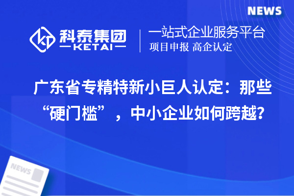 廣東省專(zhuān)精特新小巨人認(rèn)定：那些“硬門(mén)檻”，中小企業(yè)如何跨越？